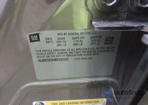 2011 Buick Lacrosse Cxl from USA, damaged, VIN 1G4GC5ED4BF343324